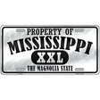 Property Of Mississippi Novelty Metal License Plate 12" x 6" (LP)