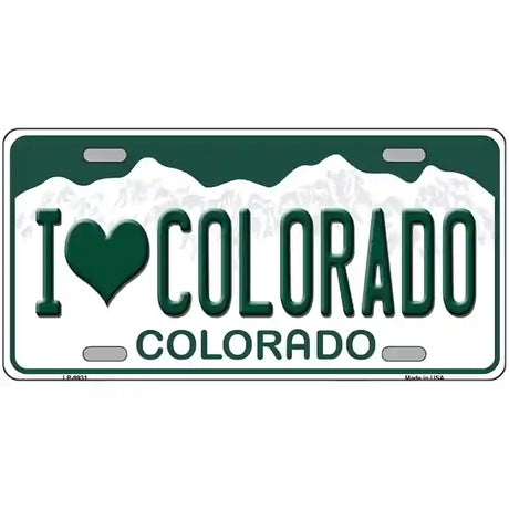 I Love Colorado Metal Novelty License Plate 12" x 6" (LP)