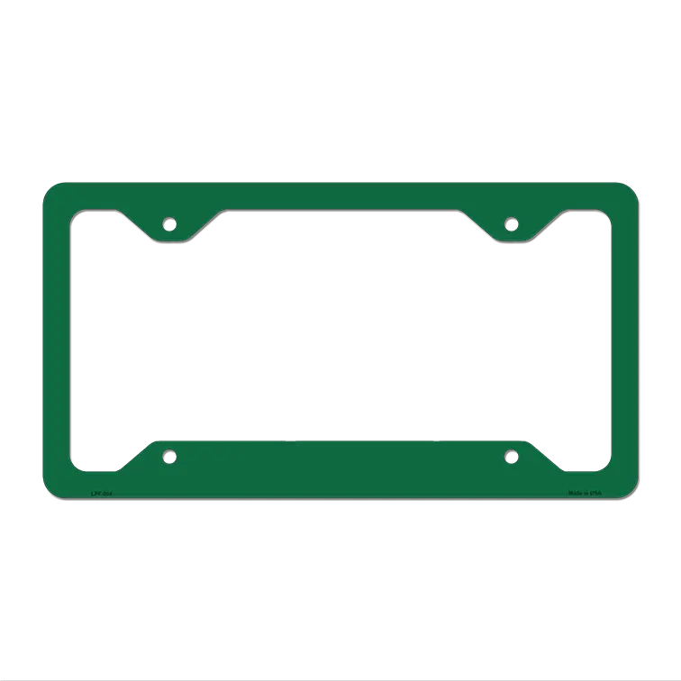Green Solid Novelty Metal License Plate Frame LPF-004 12.25" x 6.5" Standard Frame (LPF)
