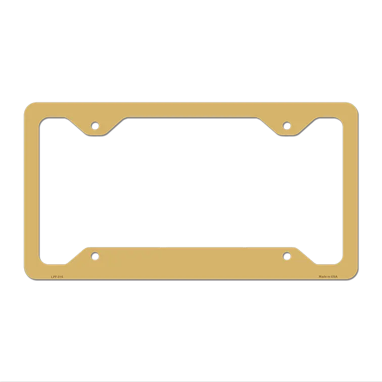 Gold Solid Novelty Metal License Plate Frame LPF-015 12.25" x 6.5" Standard Frame (LPF)