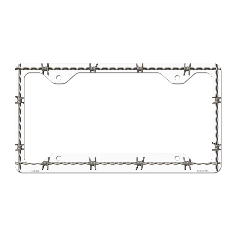 Barbed Wire Novelty Metal License Plate Frame LPF-018 12.25" x 6.5" Standard Frame (LPF)
