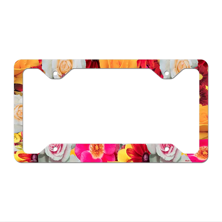 Flowers Novelty Metal License Plate Frame LPF-024 12.25" x 6.5" Standard Frame (LPF)