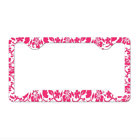 Hibiscus Pink Flower Novelty Metal License Plate Frame LPF-025 12.25" x 6.5" Standard Frame (LPF)