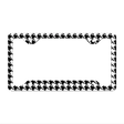 White Black Houndstooth Novelty Metal License Plate Frame LPF-026 12.25" x 6.5" Standard Frame (LPF)