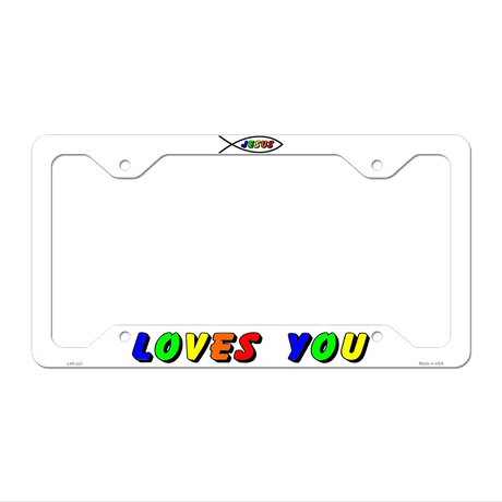 Jesus Loves You Novelty Metal License Plate Frame LPF-027 12.25" x 6.5" Standard Frame (LPF)