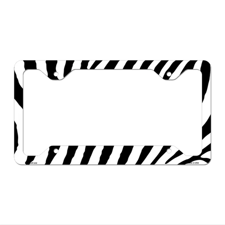 White Black Zebra Novelty Metal License Plate Frame LPF-032 12.25" x 6.5" Standard Frame (LPF)