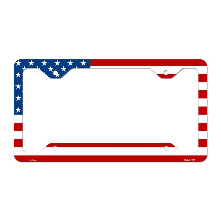 American Flag Novelty Metal License Plate Frame LPF-036 12.25" x 6.5" Standard Frame (LPF)