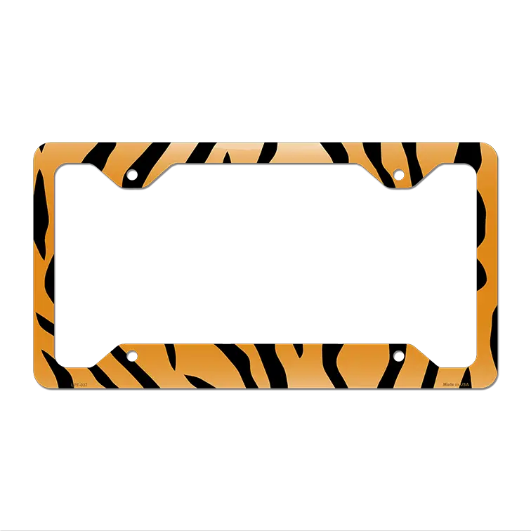 Tiger Print Novelty Metal License Plate Frame LPF-037 12.25" x 6.5" Standard Frame (LPF)