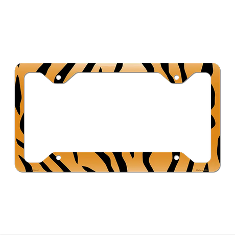 Tiger Print Novelty Metal License Plate Frame LPF-037 12.25" x 6.5" Standard Frame (LPF)
