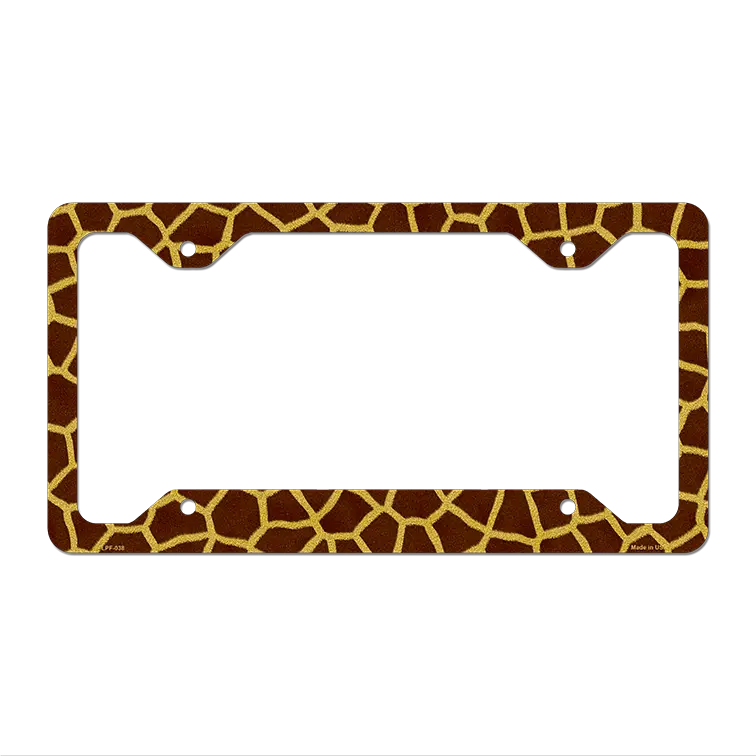 Giraffe Print Novelty Metal License Plate Frame LPF-038 12.25" x 6.5" Standard Frame (LPF)