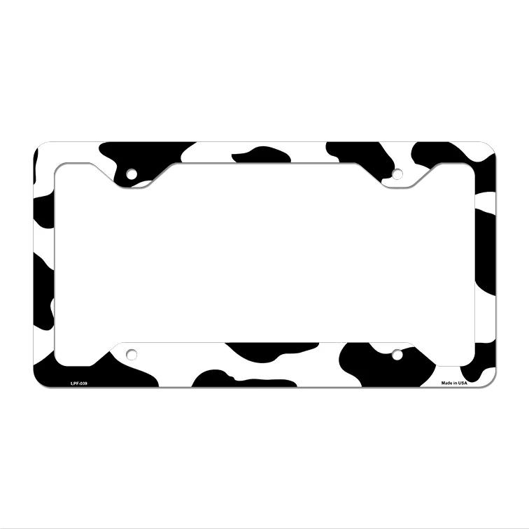Cow Print Novelty Metal License Plate Frame LPF-039 12.25" x 6.5" Standard Frame (LPF)