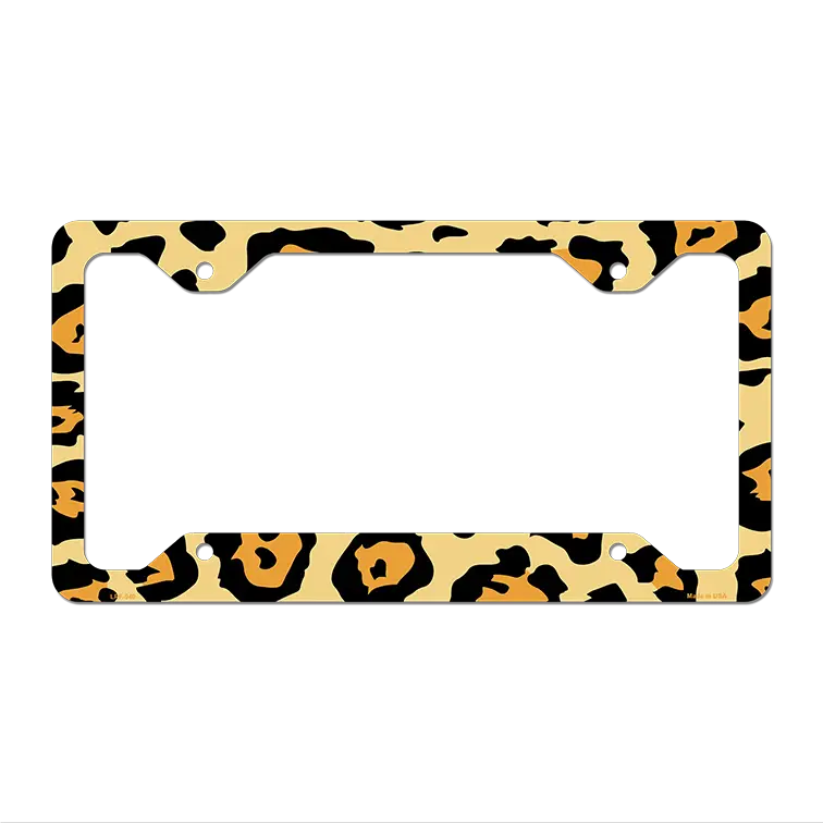 Dark Cheetah Print Novelty Metal License Plate Frame LPF-040 12.25" x 6.5" Standard Frame (LPF)