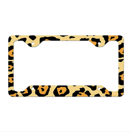 Dark Cheetah Print Novelty Metal License Plate Frame LPF-040 12.25" x 6.5" Standard Frame (LPF)