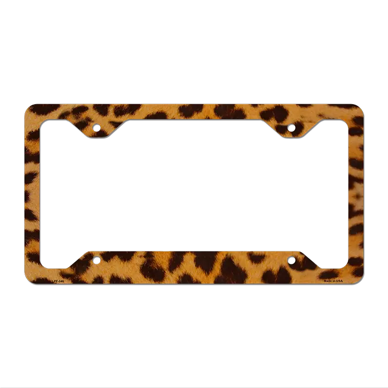 Dark Leopard Print Novelty Metal License Plate Frame LPF-046 12.25" x 6.5" Standard Frame (LPF)