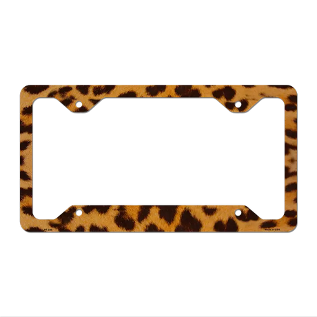 Dark Leopard Print Novelty Metal License Plate Frame LPF-046 12.25" x 6.5" Standard Frame (LPF)