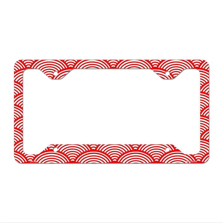 Red Circular Pattern Novelty Metal License Plate Frame LPF-050 12.25" x 6.5" Standard Frame (LPF)