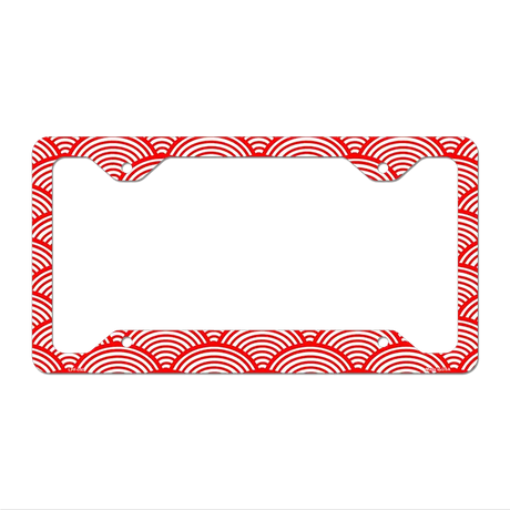 Red Circular Pattern Novelty Metal License Plate Frame LPF-050 12.25" x 6.5" Standard Frame (LPF)
