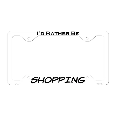 Shopping Novelty Metal License Plate Frame LPF-061 12" x 6" White Frame (LPF)