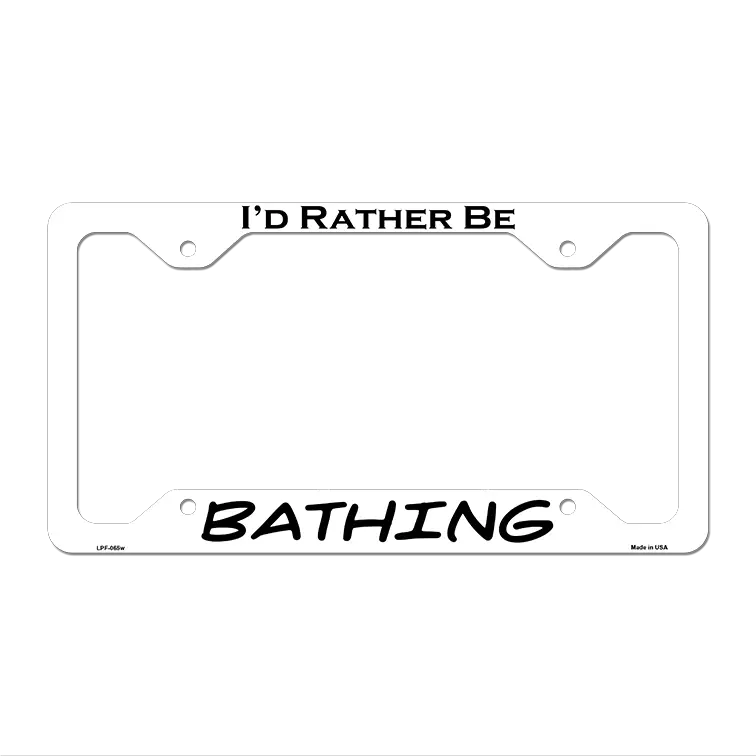 Bathing Novelty Metal License Plate Frame LPF-065 12.25" x 6.5" White Frame (LPF)