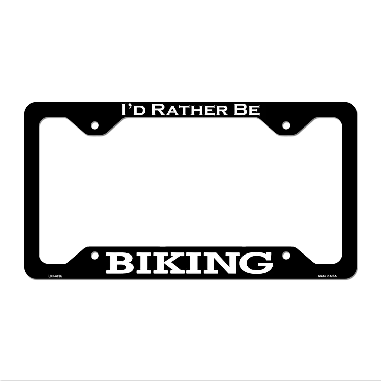 Biking Novelty Metal License Plate Frame LPF-076 12.25" x 6.5" Black Frame (LPF)