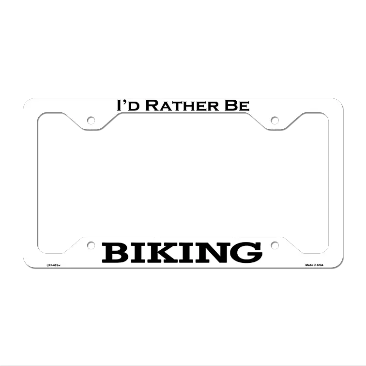 Biking Novelty Metal License Plate Frame LPF-076 12.25" x 6.5" White Frame (LPF)
