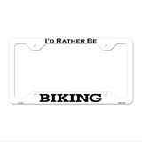 Biking Novelty Metal License Plate Frame LPF-076 12.25" x 6.5" White Frame (LPF)
