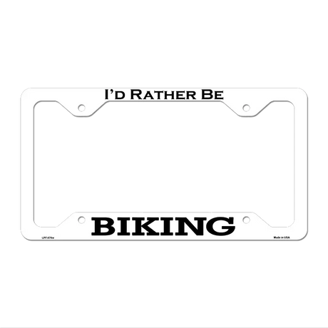 Biking Novelty Metal License Plate Frame LPF-076 12.25" x 6.5" White Frame (LPF)