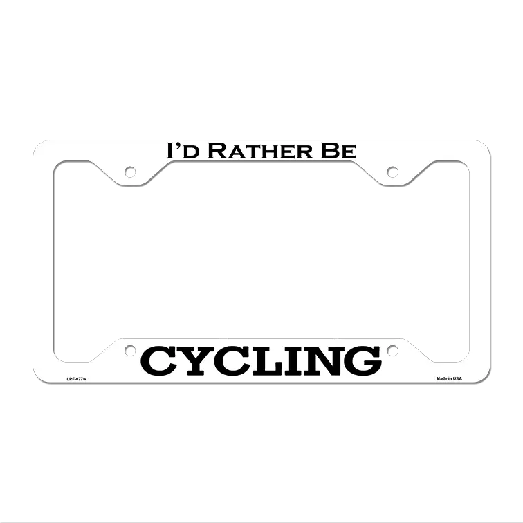 Cycling Novelty Metal License Plate Frame LPF-077 12.25" x 6.5" White Frame (LPF)