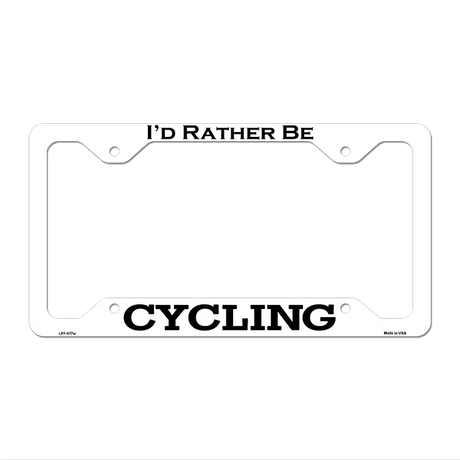 Cycling Novelty Metal License Plate Frame LPF-077 12.25" x 6.5" White Frame (LPF)
