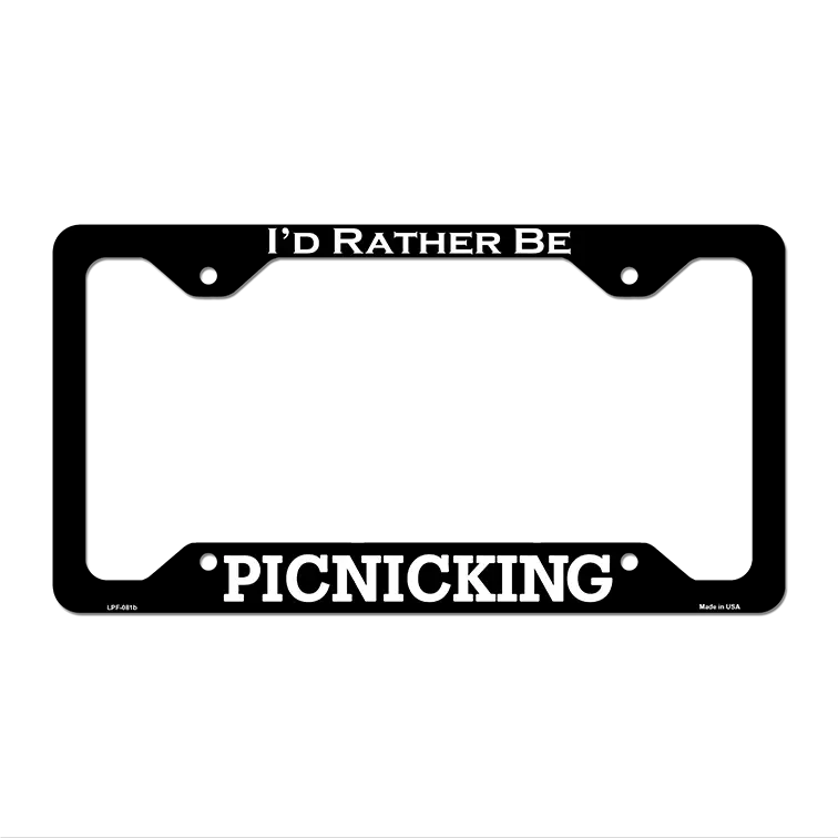 Picnicking Novelty Metal License Plate Frame LPF-081 12.25" x 6.5" Black Frame (LPF)