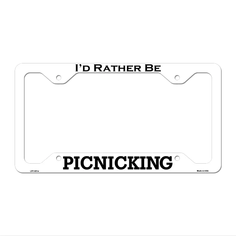 Picnicking Novelty Metal License Plate Frame LPF-081 12.25" x 6.5" White Frame (LPF)
