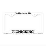 Picnicking Novelty Metal License Plate Frame LPF-081 12.25" x 6.5" White Frame (LPF)