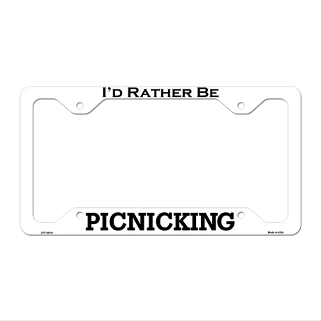 Picnicking Novelty Metal License Plate Frame LPF-081 12.25" x 6.5" White Frame (LPF)
