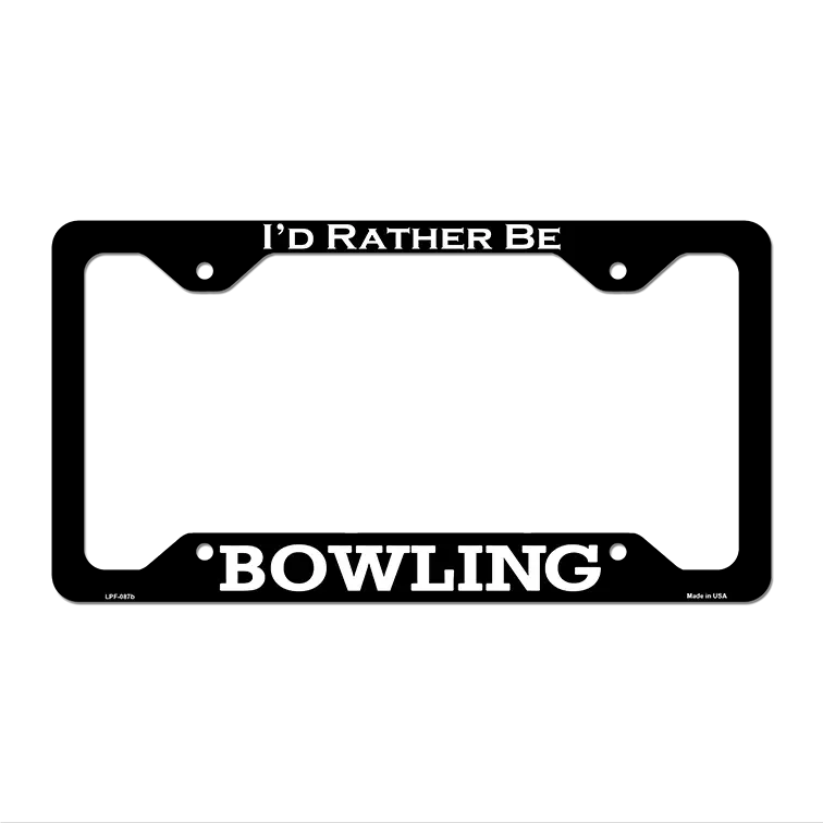 Bowling Novelty Metal License Plate Frame LPF-087 12.25" x 6.5" Black Frame (LPF)