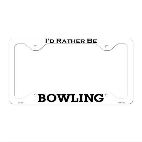 Bowling Novelty Metal License Plate Frame LPF-087 12.25" x 6.5" White Frame (LPF)