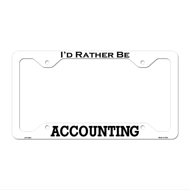 Accounting Novelty Metal License Plate Frame LPF-089 12.25" x 6.5" White Frame (LPF)