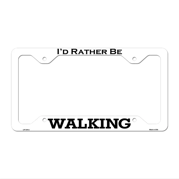 Walking Novelty Metal License Plate Frame LPF-091 12.25" x 6.5" White Frame (LPF)