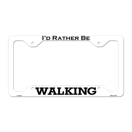 Walking Novelty Metal License Plate Frame LPF-091 12.25" x 6.5" White Frame (LPF)