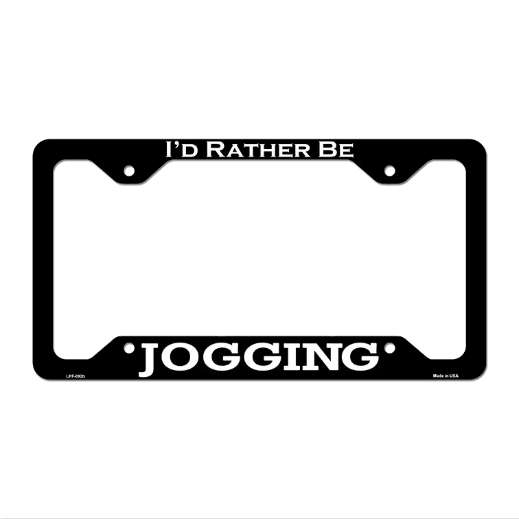 Jogging Novelty Metal License Plate Frame LPF-092 12.25" x 6.5" Black Frame (LPF)