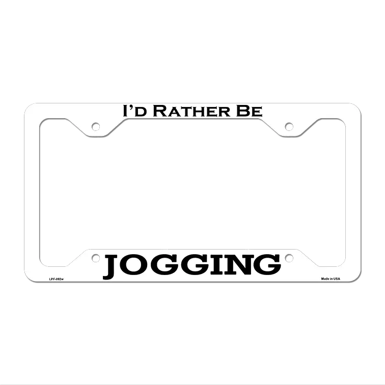 Jogging Novelty Metal License Plate Frame LPF-092 12.25" x 6.5" White Frame (LPF)