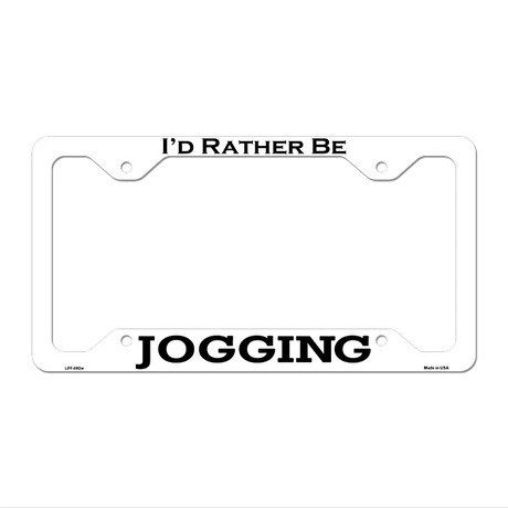 Jogging Novelty Metal License Plate Frame LPF-092 12.25" x 6.5" White Frame (LPF)