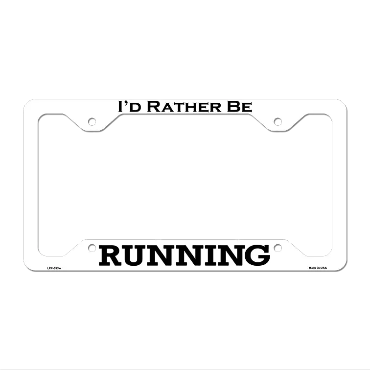 Running Novelty Metal License Plate Frame LPF-093 12.25" x 6.5" White Frame (LPF)