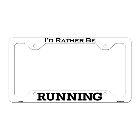 Running Novelty Metal License Plate Frame LPF-093 12.25" x 6.5" White Frame (LPF)