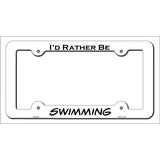 Swimming Novelty Metal License Plate Frame LPF-097 White