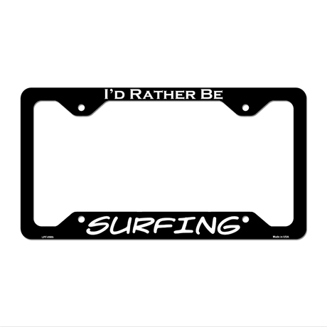 Surfing Novelty Metal License Plate Frame LPF-098 12.25" x 6.5" Black Frame (LPF)