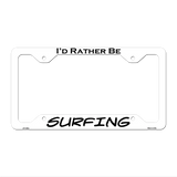 Surfing Novelty Metal License Plate Frame LPF-098 12.25" x 6.5" White Frame (LPF)