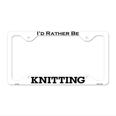 Knitting Novelty Metal License Plate Frame LPF-105 12.25" x 6.5" White Frame (LPF)