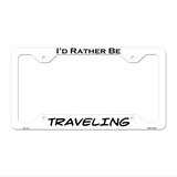 Traveling Novelty Metal License Plate Frame LPF-111 12.25" x 6.5" White Frame (LPF)