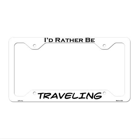 Traveling Novelty Metal License Plate Frame LPF-111 12.25" x 6.5" White Frame (LPF)
