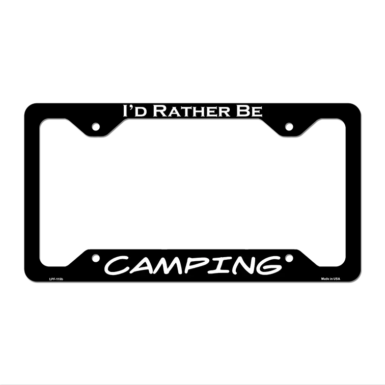 Camping Novelty Metal License Plate Frame LPF-115 12.25" x 6.5" Black Frame (LPF)